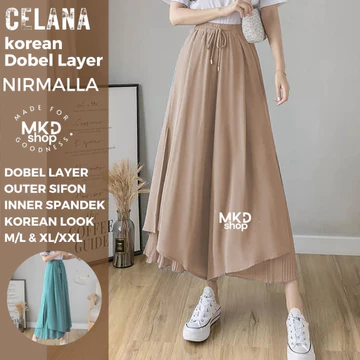 Celana Panjang Sifon Gaya Korea Nirmalla Stice Pants Celana Kulot Dobel Layer Nirmalla MKD SHop