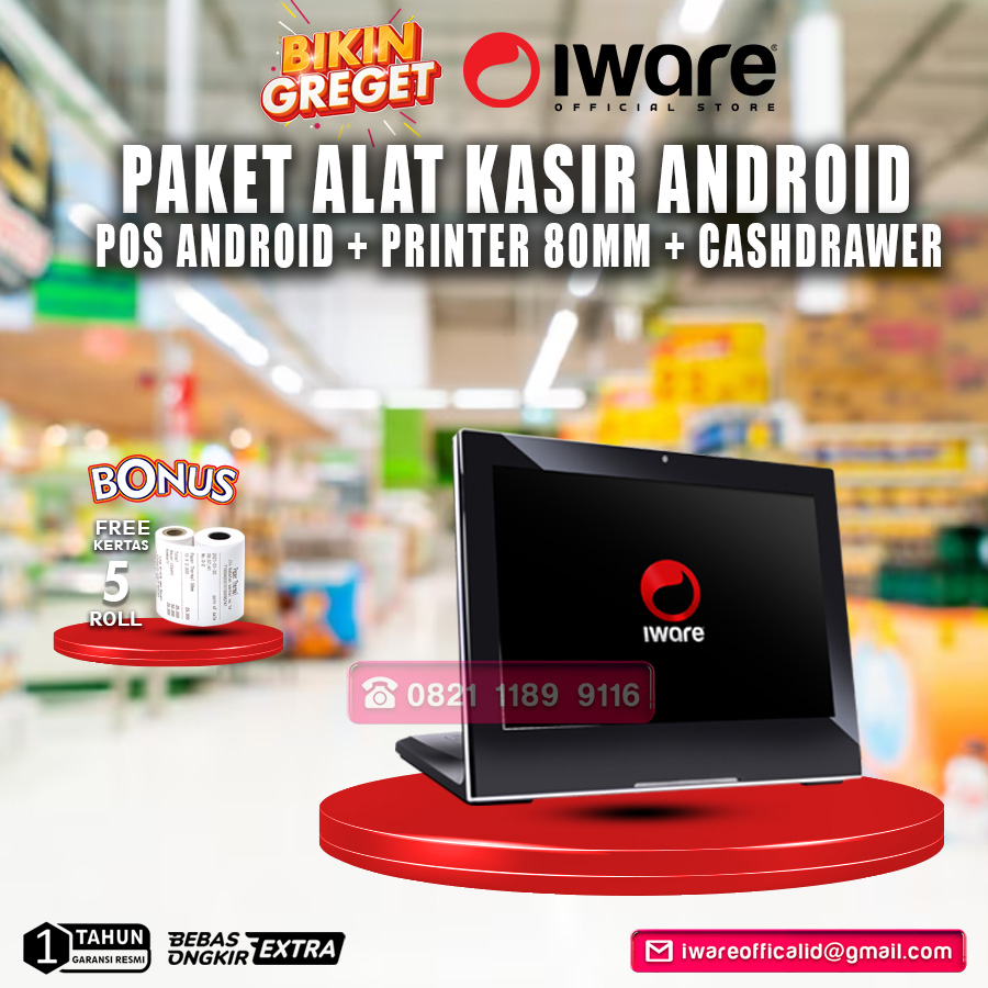 Jual Iware Android 11 Alat Kasir Printer 80MM Autocutter Bluetooth ...