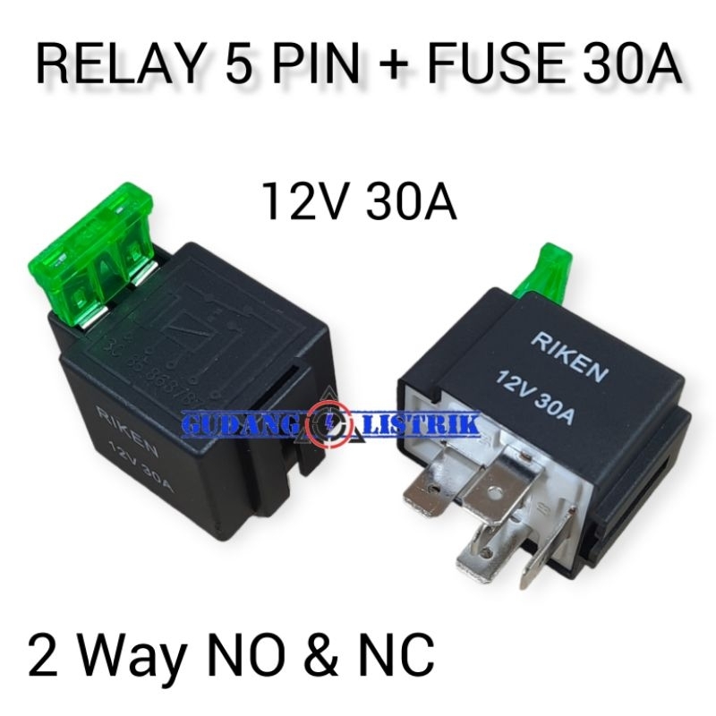 Jual 1 Biji Relay 5 Kaki + Fuse 12 Volt 30A RIKEN Relay Klakson 5 Pin