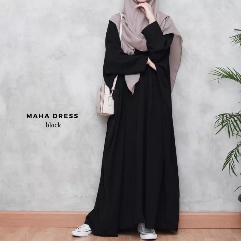 Jual Baju Gamis Syari Wanita Terbaru Maha Dress Abaya Polos Elegan