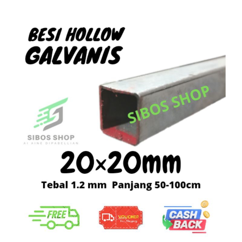 Jual Besi Hollow Galvanis 20x20mm Tebal 1 2mm Panjang 20cm 100cm Holo Hollo Kotak Shopee