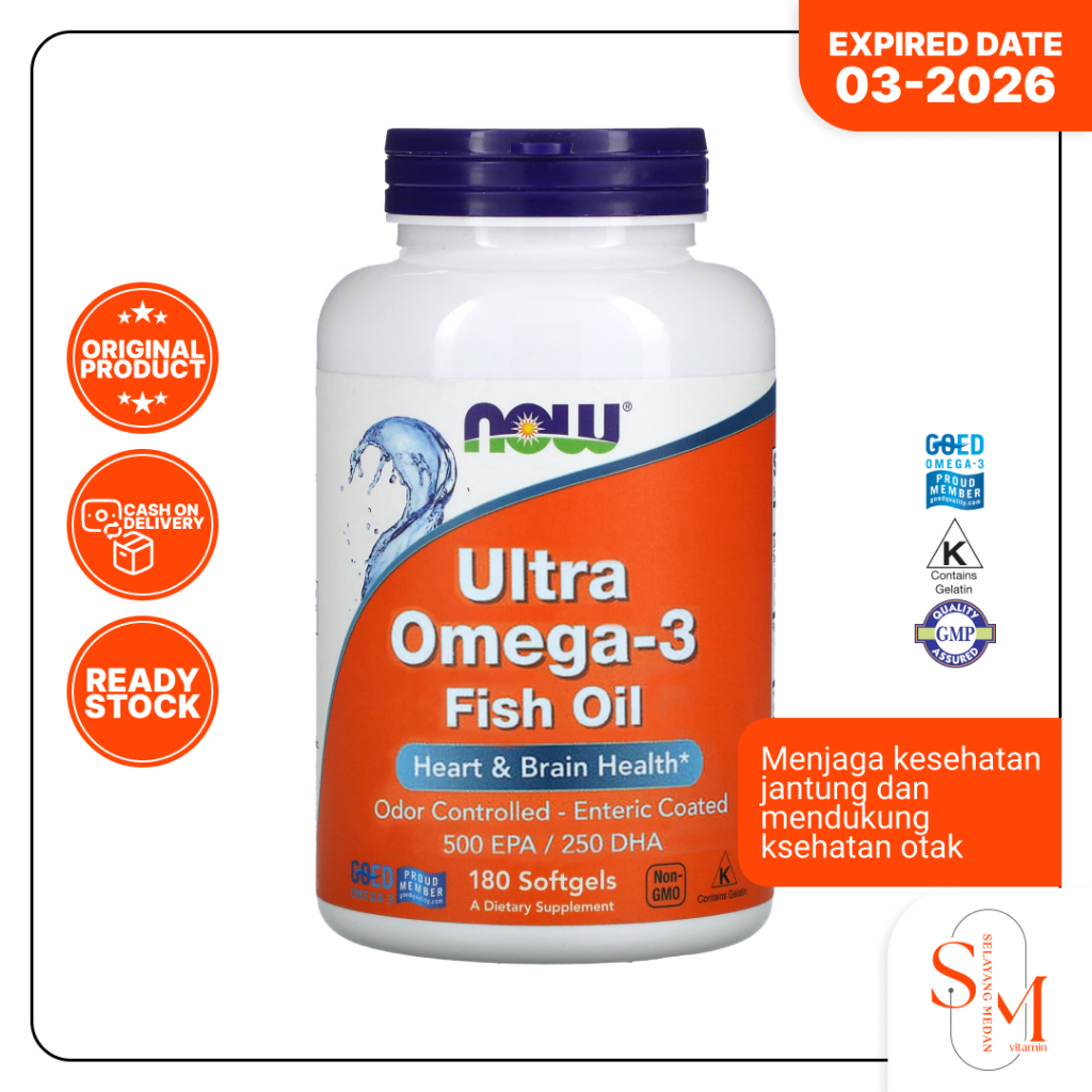 Jual Vitamin Now Ultra Omega 3 500 EPA 250 DHA 180 Kapsul Softgels ...