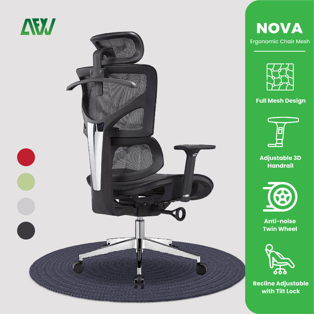 Jual NOVA Ergonomic Chair Kursi Kantor Mesh Kursi Kerja Shopee Indonesia