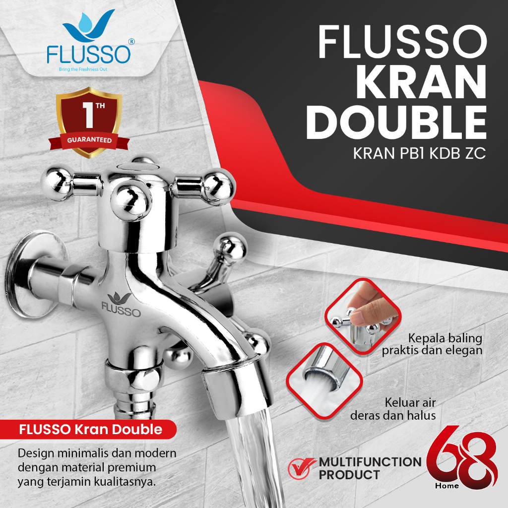 Jual Flusso Kran Tembok Double Kran Shower Kamar Mandi Baling Kran