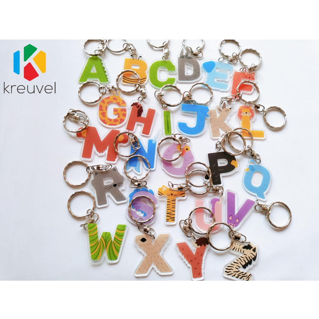 Jual Keychain/Gantungan Kunci Akrilik Alphabet Animal/Hewan DESAIN 2 ...