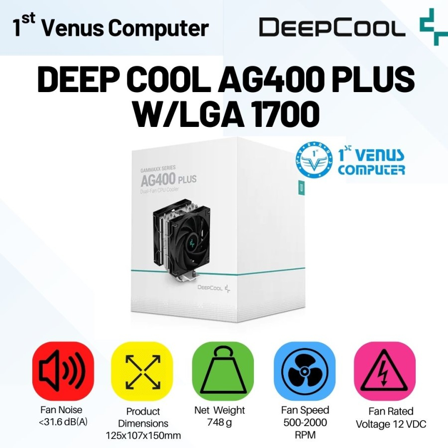 Jual DEEPCOOL AG400 PLUS - CPU COOLER DUAL FAN / COM41-DEE | Shopee ...