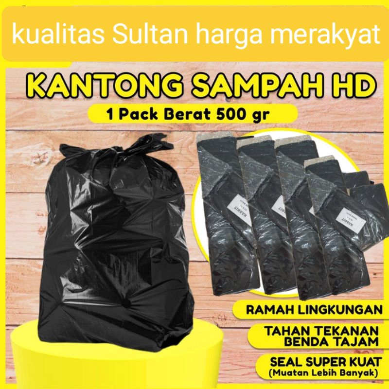 Jual Kantong Plastik Sampah Hitam Tebal Trash Bag Jumbo Anti Bocor Hd Doop Tempat Sampah 8726