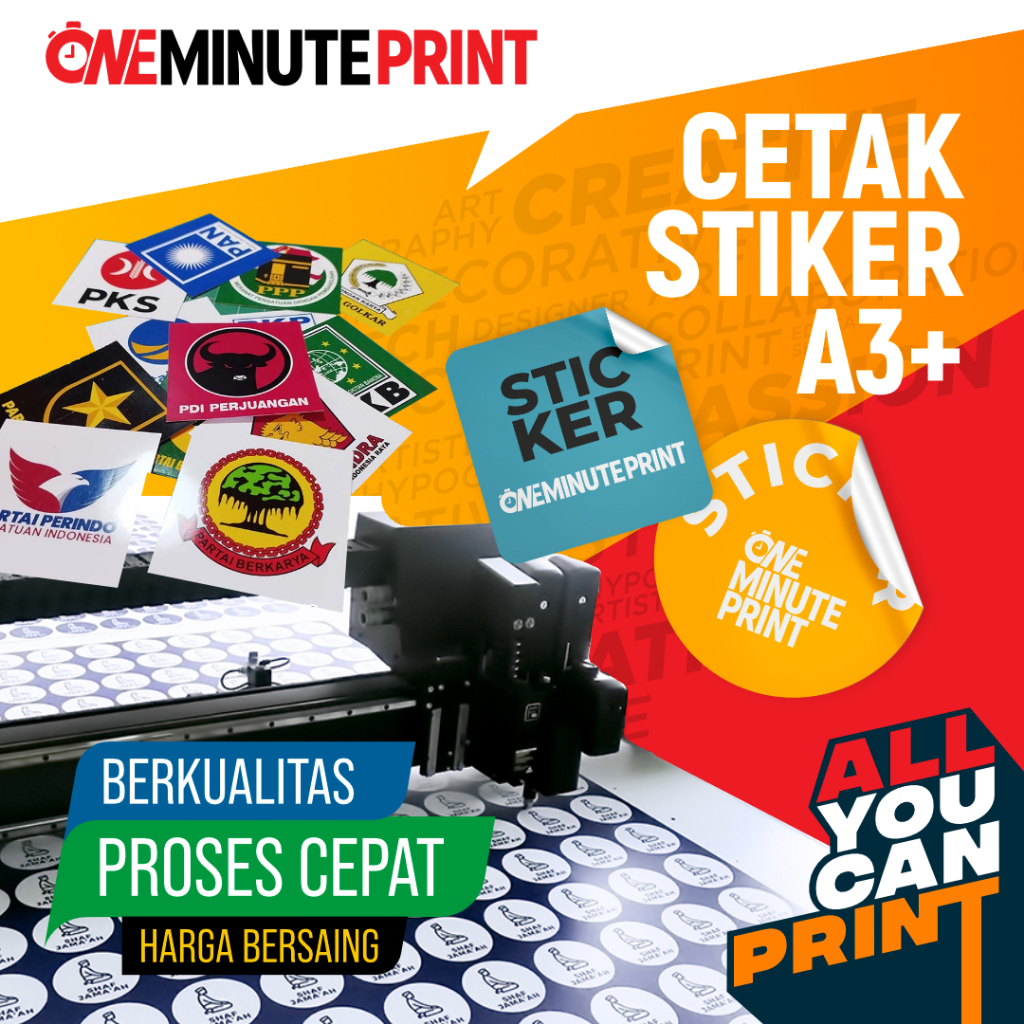 Jual Cetak Sticker A3 / Stiker Label Chromo & Vinyl A3 - ONE MINUTE ...