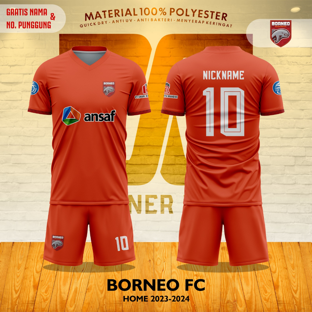 Jual Jersey Kaos Baju Atasan SUPORTER BORNEO FC HOME 2023/2024 | Shopee ...