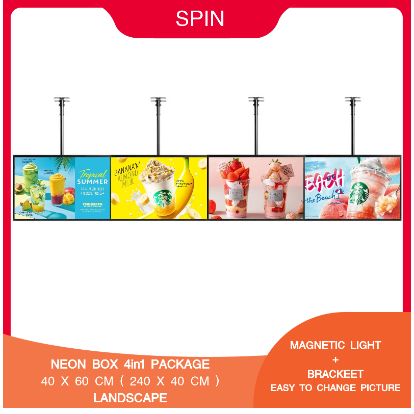 Jual NEON BOX SLIM LED LIGHT BOX Menu Paket 4in1 60x40cm ( 240x40cm