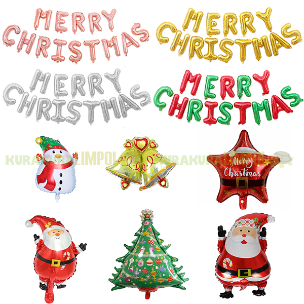 Jual Dekorasi Balon Foil Huruf Merry Christmas Set Balon Karakter Santa ...