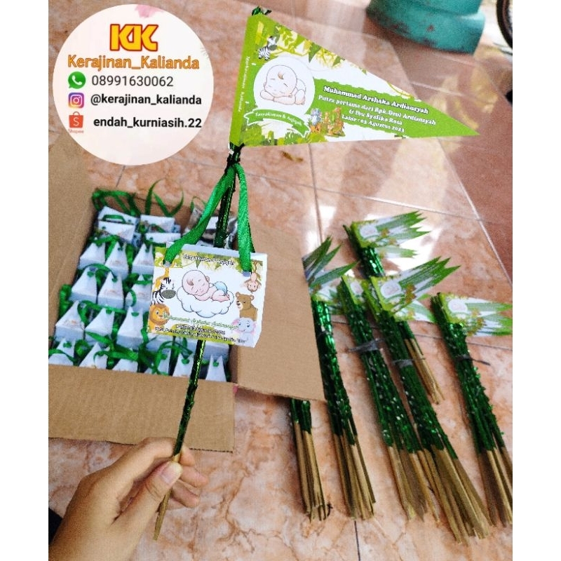 Jual Kembang Telur Aqiqah Paperbag Kartunnama Bambu Shopee