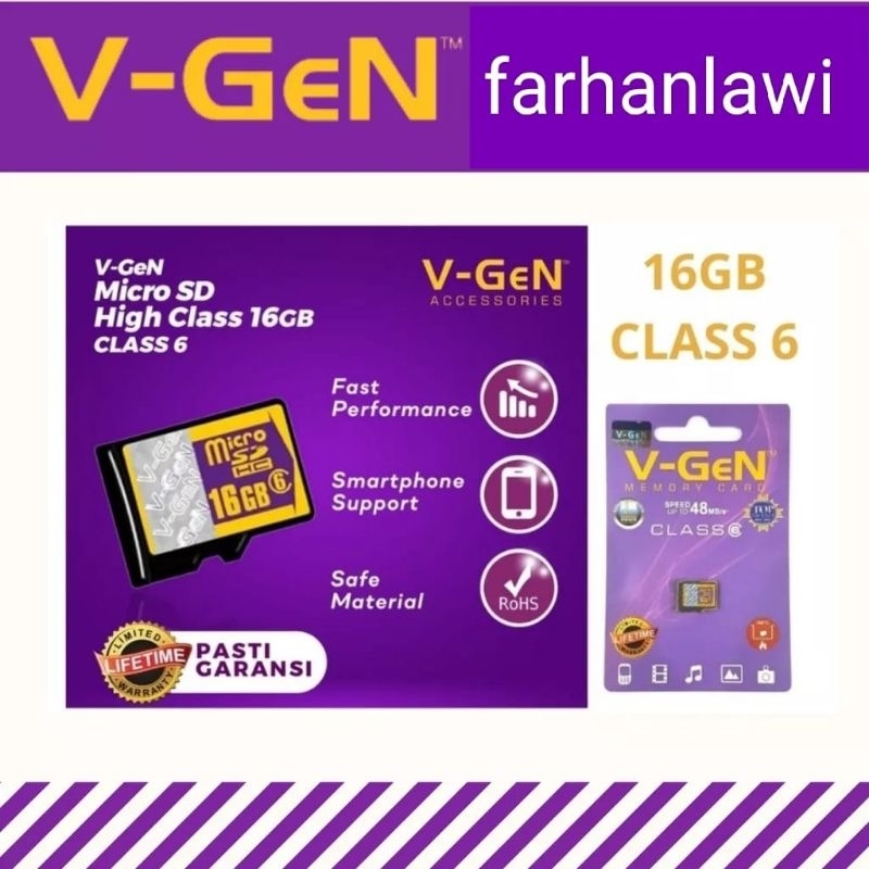 Jual Memory Card Micro SD V-GEN 8GB 16GB 32GB CLASS 6 Ori MMC V-GEN ...