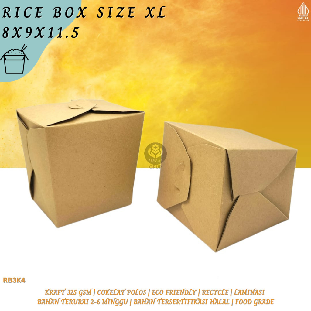 Jual Rice Box Large Paper bowl Food Pail Paper Rice Box (RB3K4-Laminasi ...
