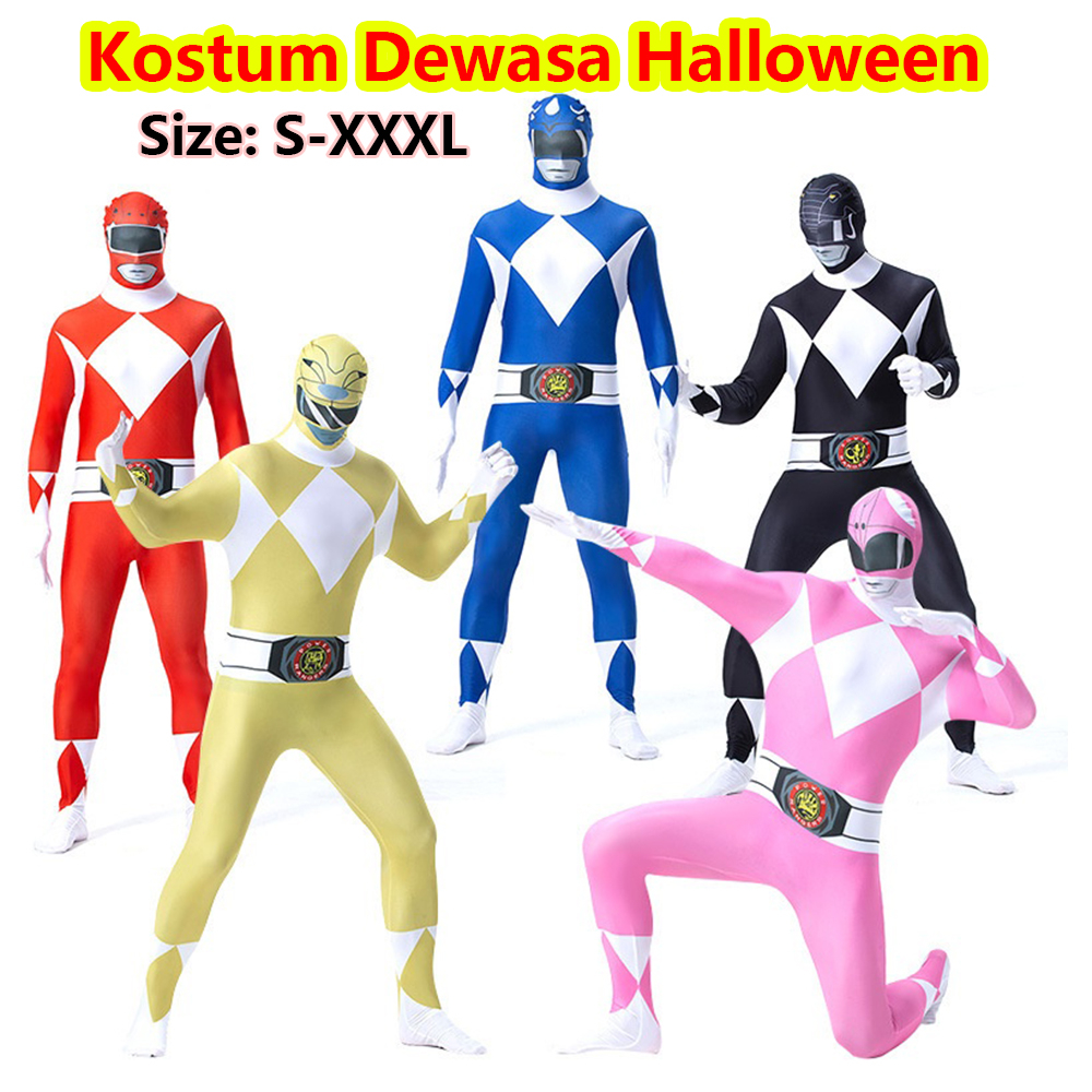 Jual Pria Dewasa Wanita Perkasa Morphin Power Rangers Cosplay Kostum ...