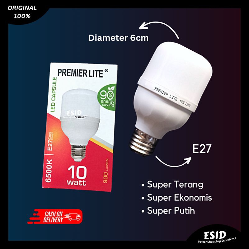 Jual Premier Lampu Led Bulb Bohlam 10w Super Putih Super Terang