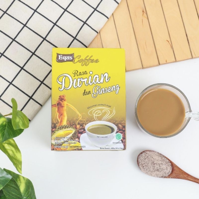 Jual Equs Durian Coffee isi 20 sachet Kopi Gingseng dengan rasa dan