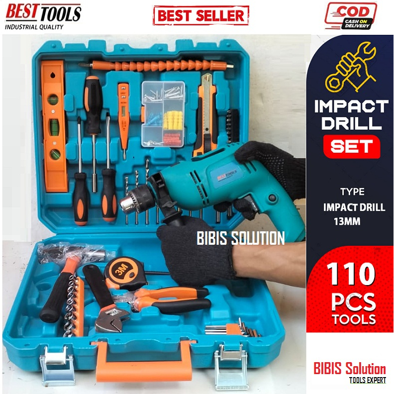 Jual BESTTOOLS Mesin Bor Set Box Koper Isi 110 Pcs Impact Drill Set ...