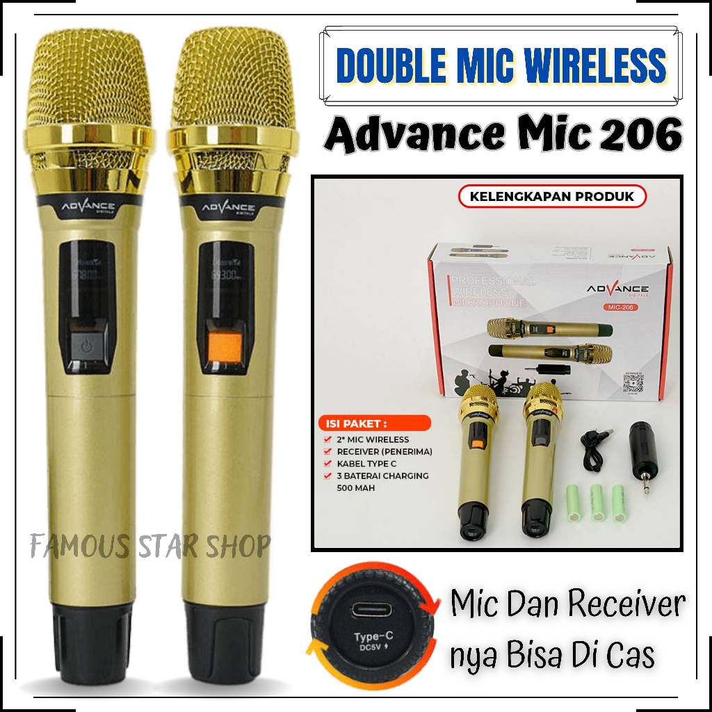 Jual PROMO Double Mic Wireless Profesional Microphone tanpa