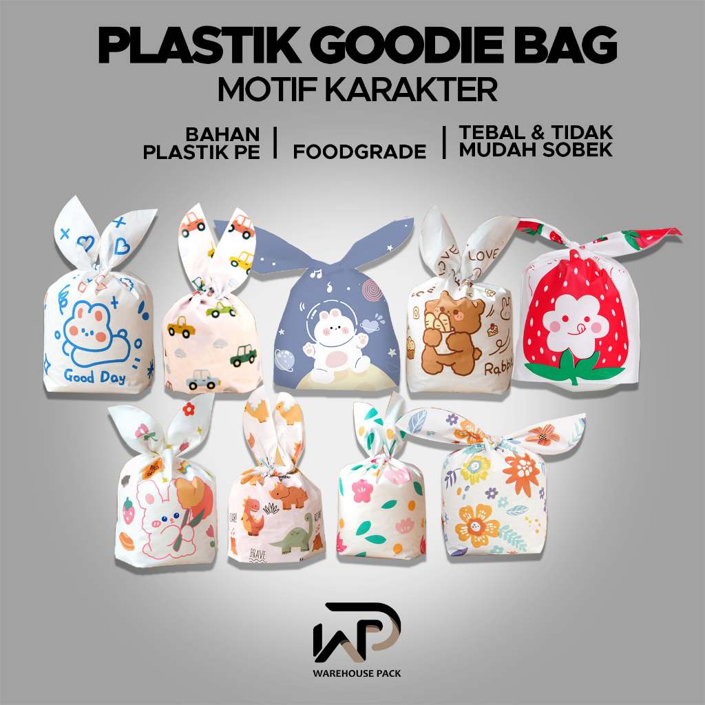 Jual 10 Pcs Plastik Goodie Bag Motif Karakter Kecil Kemasan