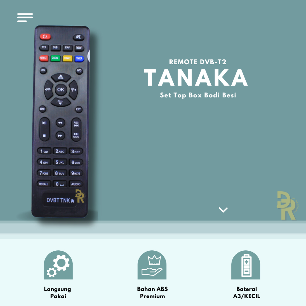 Jual Remot Remote Set Top Box Tanaka Stb DvbT2 Tanaka Bodi besi bentuk lama tanpa setting