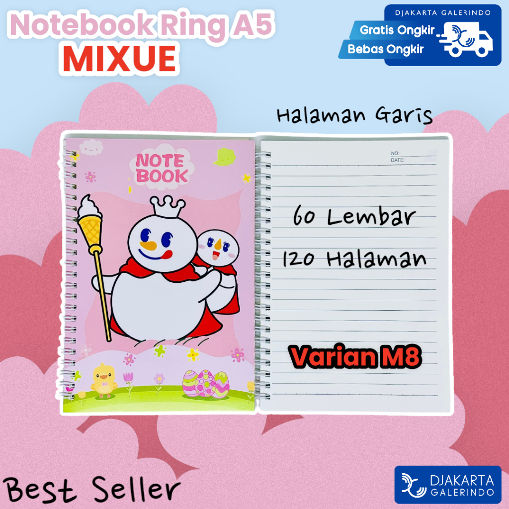 Jual Buku Tulis MIXUE Ring A5 isi 60 lembar Premium kertas garis lurus ...