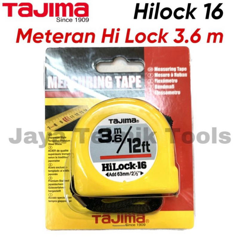 Jual Meteran Tajima Hi Lock 3,6 meter Kuning Measuring Tape Hilock ...