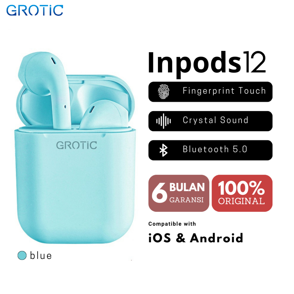 Jual GROTIC Headset Bluetooth inpods 12 TWS Macaron Earphone True