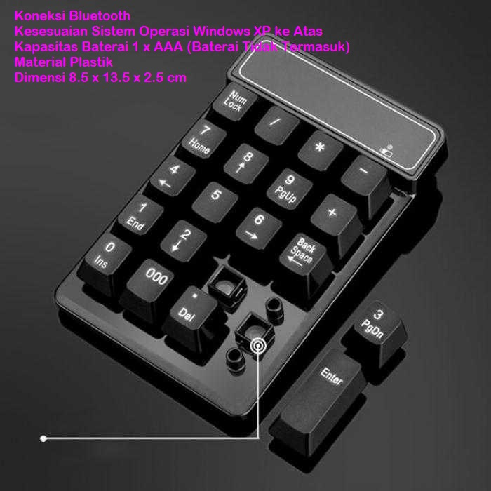 Jual Keypad Numeric Num Lock Pad Keyboard Angka Bluetooth 4.0 Ringan