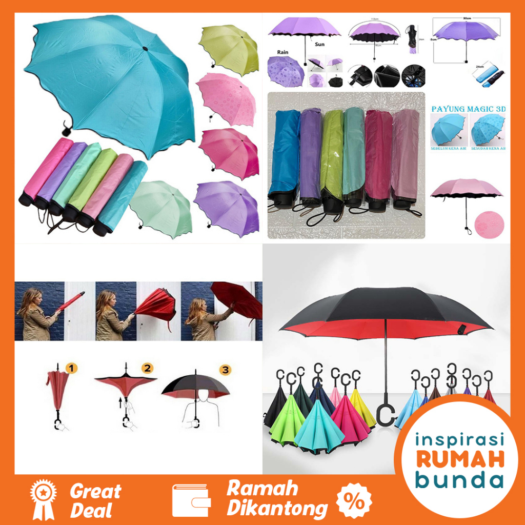 Jual Payung Terbalik Payung Lipat D Motif Magic Reverse Umbrella