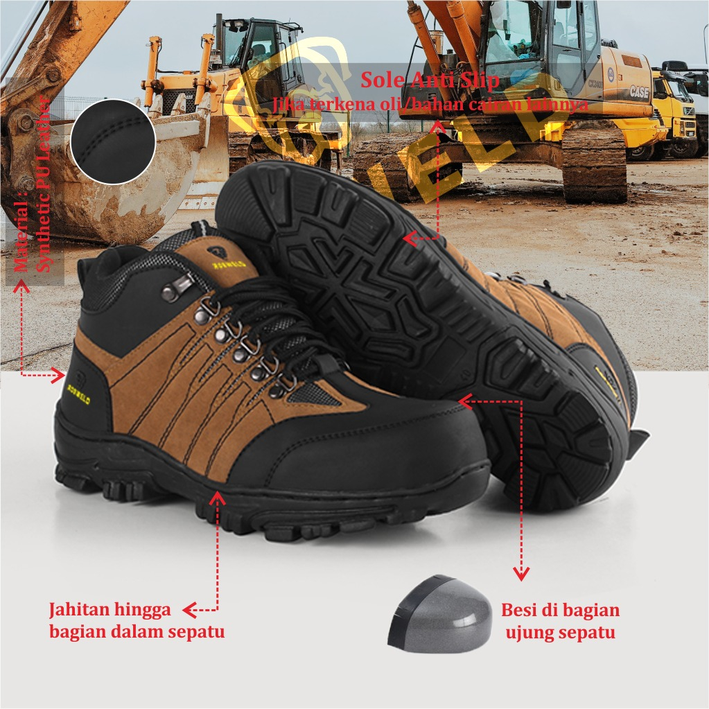 Jual Sepatu Boots Pria Safety Ujung Besi Sepatu Septi Kerja Lapangan Proyek Septi Pria Sepatu