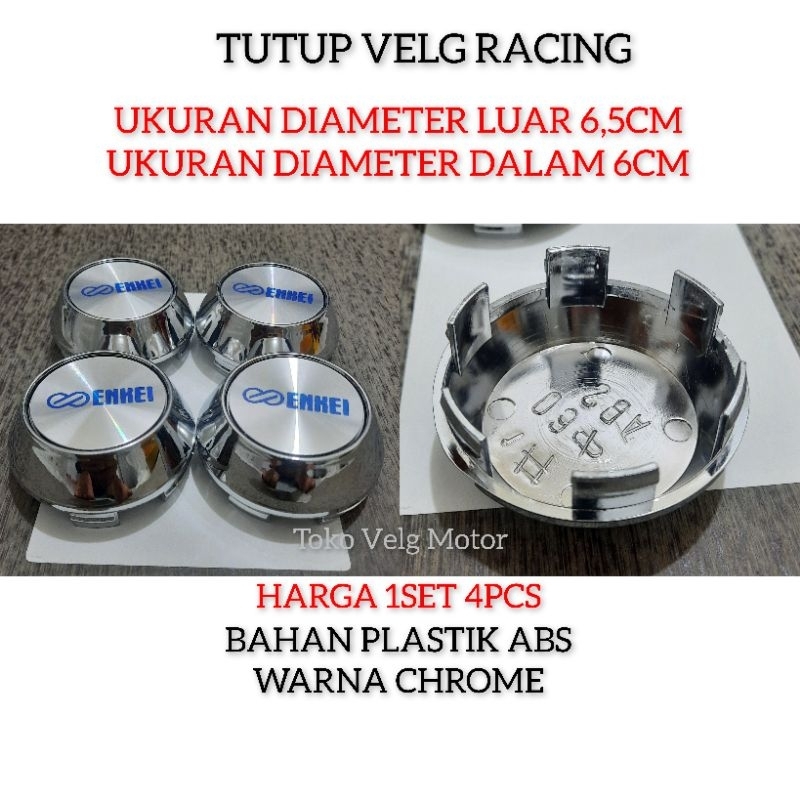 Jual Dop Roda Tutup Velg Racing Kerucut Chrome Diameter 6,5cm Motif ...