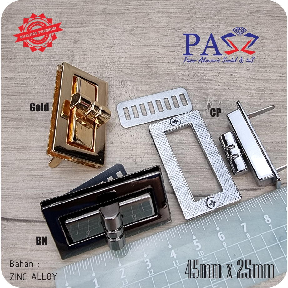 Jual Kunci Tas Putar Zinc Alloy T1000 ukuran 45x25 (Premium) | Shopee ...
