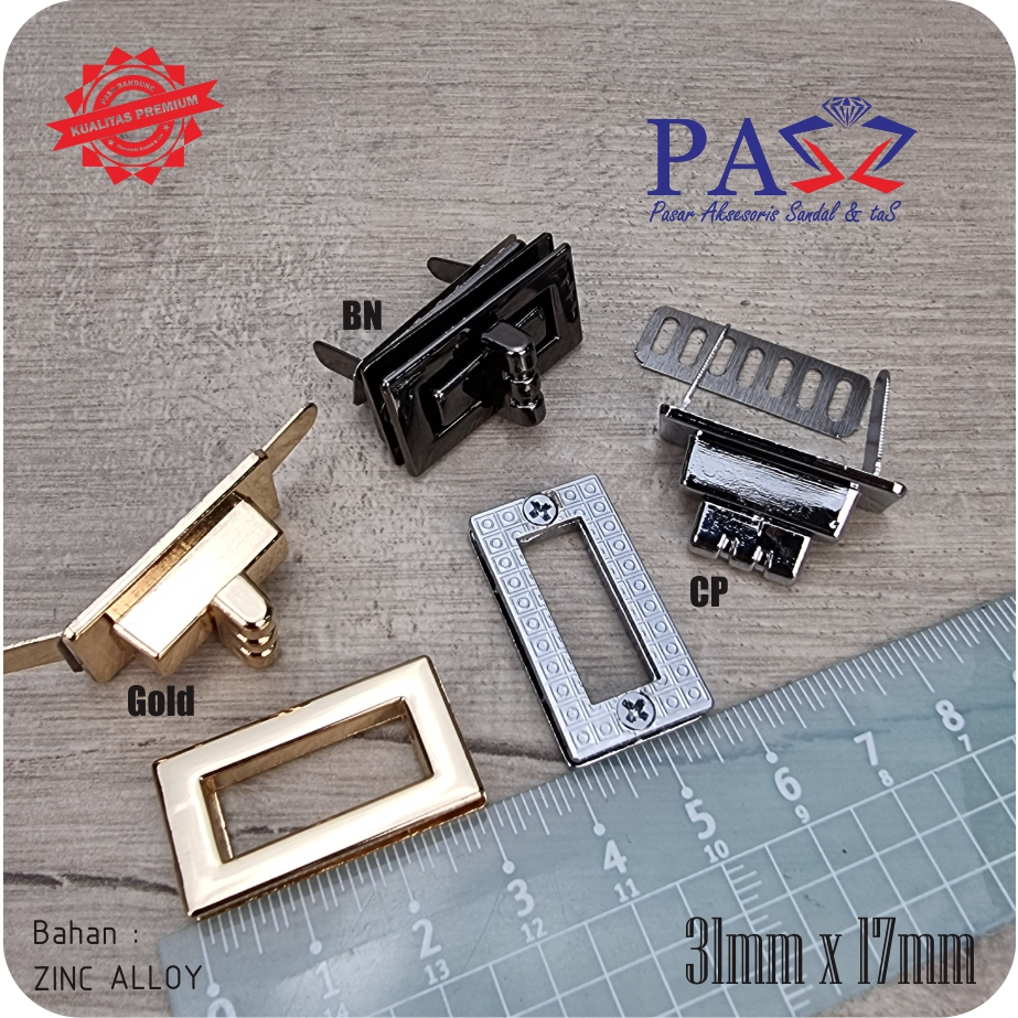 Jual Kunci Tas Putar Zinc Alloy T1000 ukuran 31x17 (Premium) | Shopee ...