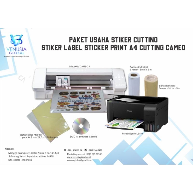 Jual Paket Usaha Cetak Stiker Print Dan Cutting | Printer A4 Artpaper ...