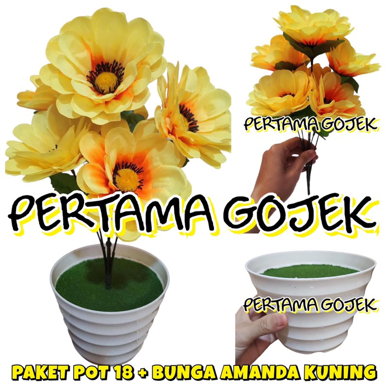 Jual Paket Pot Bunga Amanda X6/ Bunga Plastik/ Hiasan Plastik/ Tanaman ...