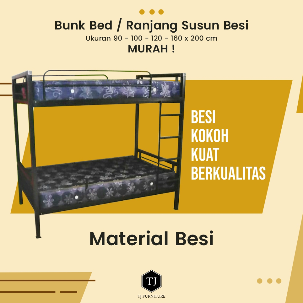 Jual Ranjang Susun Besi / Tempat Tidur Tingkat Besi / Dipan Besi / Bunk Bed 120 X 200 Cm ...