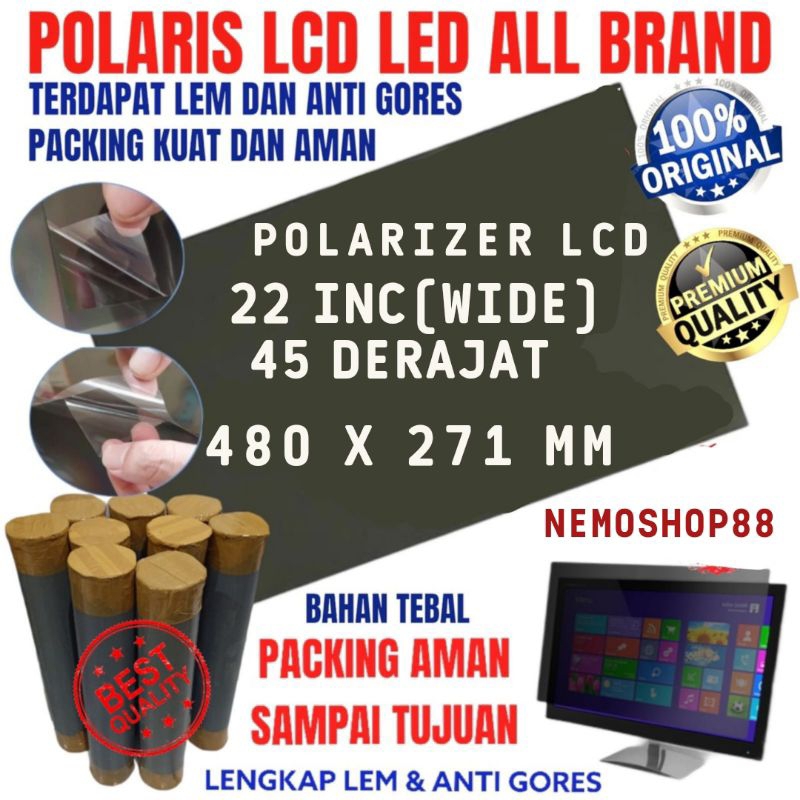 Jual TERMURAH POLARISER LCD 22 INCH 45 DERAJAT POLARIZER LCD 22 INC 45 ...