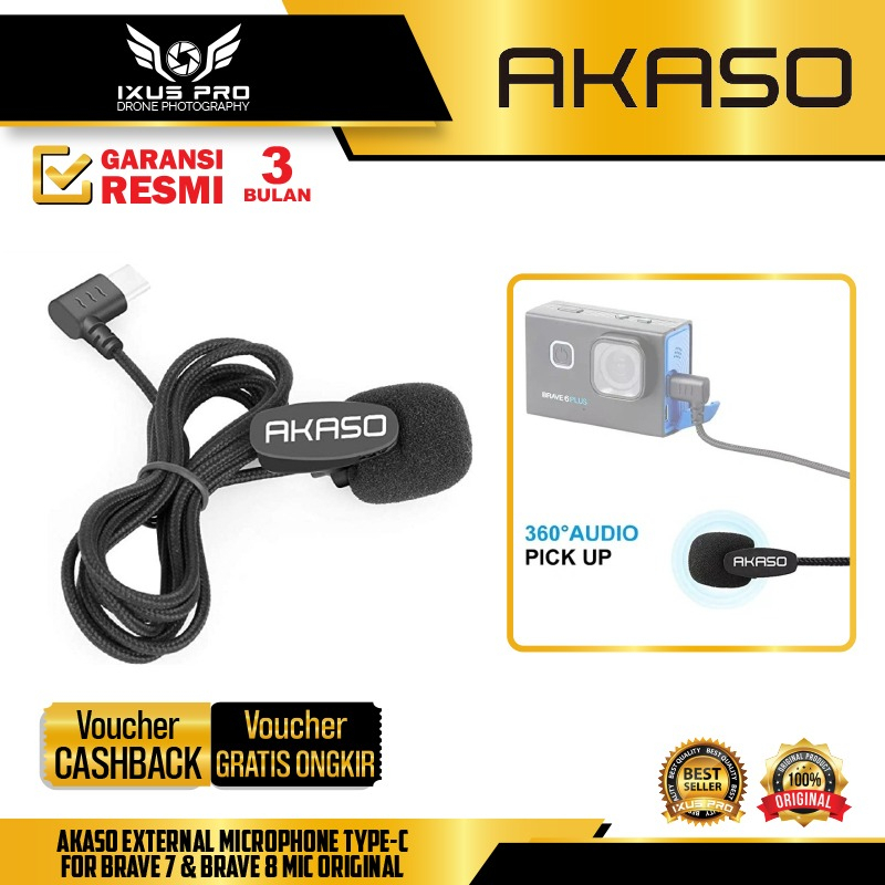 Jual Akaso External Microphone Type-C For Brave 7 & Brave 8 Mic ...