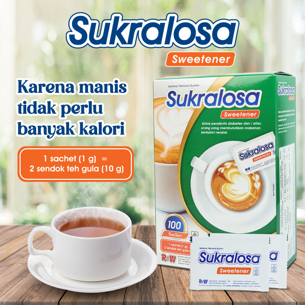 Jual Sukralosa Gula Rendah Kalori Sweetener Rajawali R&W RW 100 Sachet ...