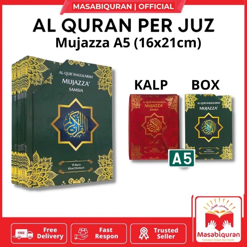 Jual Al Quran Per Juz Lengkap Mujazza Khot Utsmani 15 Baris Ukuran