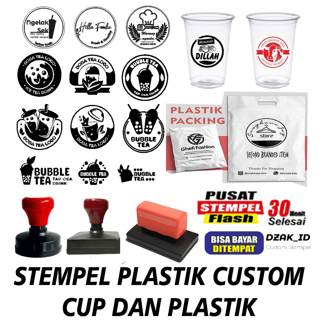 Jual Stempel Plastik Kemasan Packing Stempel Cup Plastik Stempel Sterofom Tinta Permanen