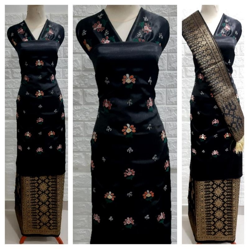 Jual Ready bahan baju basiba kurung bordir set songket motif kasiak ...
