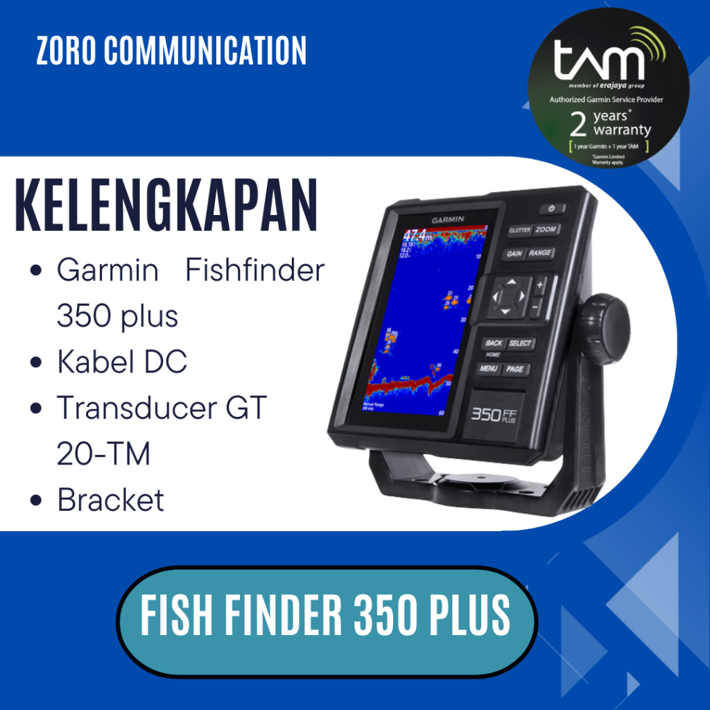 Jual Garmin Fishfinder 350 Plus + Transducer GT 20 Garansi TAM 2 Tahun ...