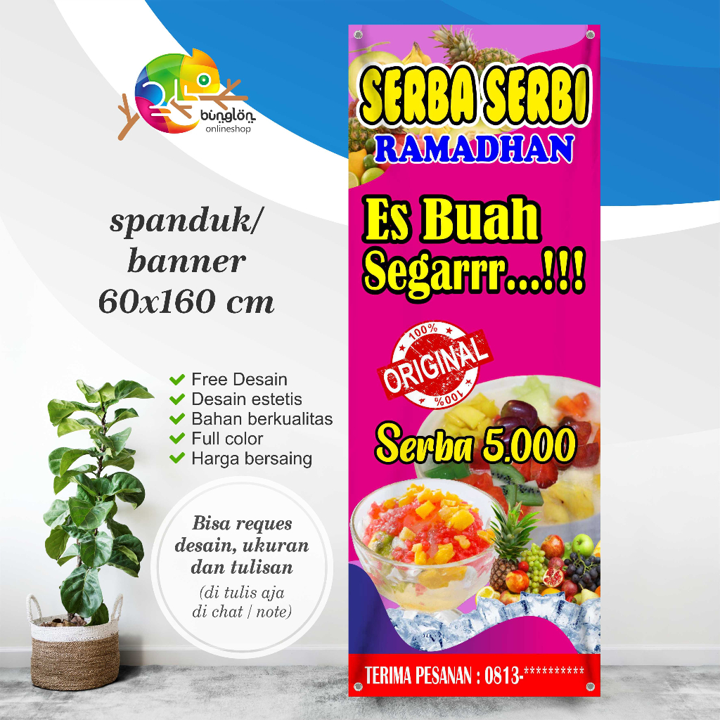 Jual Spanduk Es buah Segar, Spanduk Serba Serbi Ramadhan, Spanduk Aneka