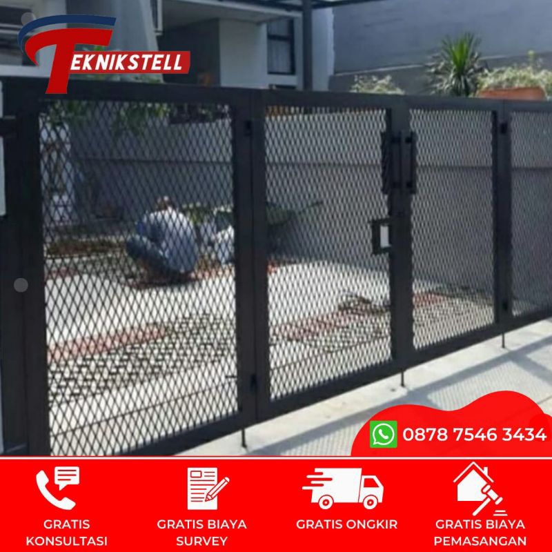 Jual pintu pagar minimalis modern motif expanda / pagar expanded simpel