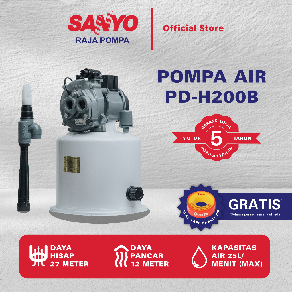 Jual Sanyo Mesin Pompa Air Sumur Dalam Jetpump Otomatis Pd H B Shopee Indonesia