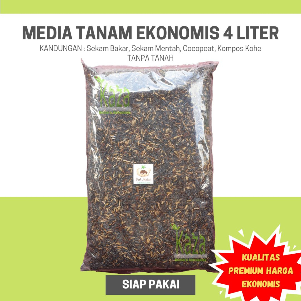 Media Tanam Ekonomis SIAP PAKAI ORGANIK 4 liter Merk Pak Metan Untuk Aglaonema, Mawar, Chrysanthemum