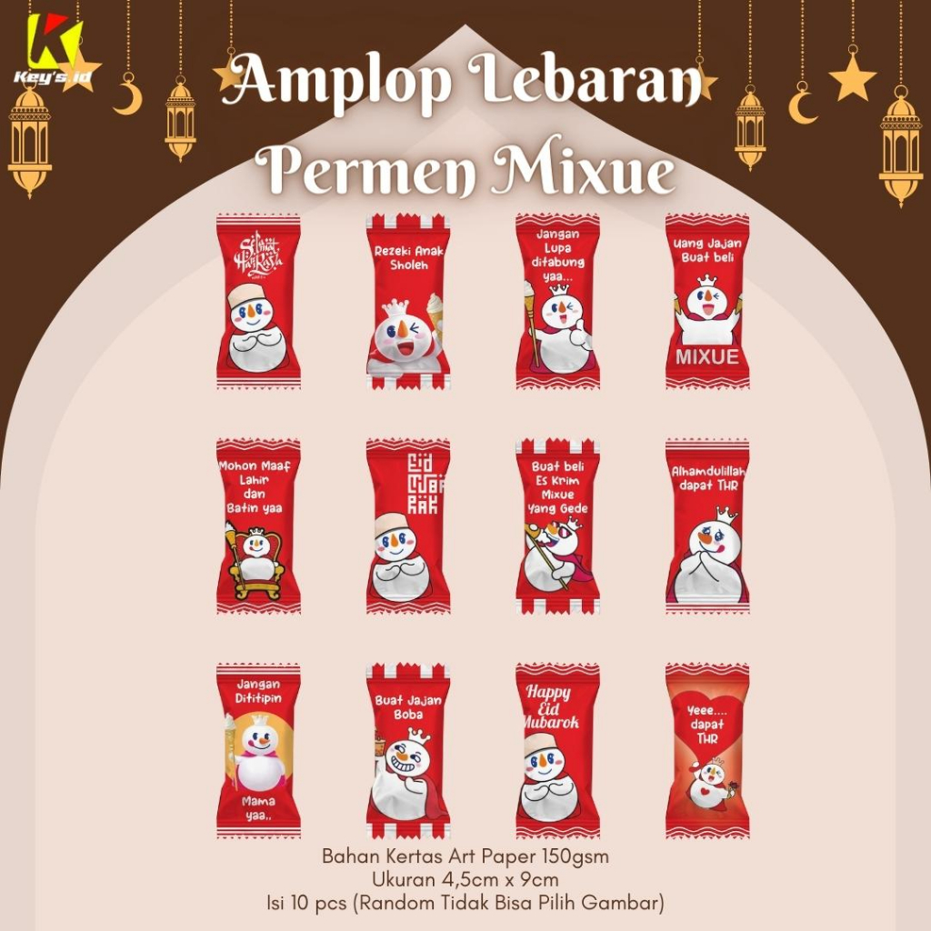 Jual Amplop Lebaran Permen Mixue Viral Angpao Permen Mixue Amplop Angpau Thr Lebaran Unik