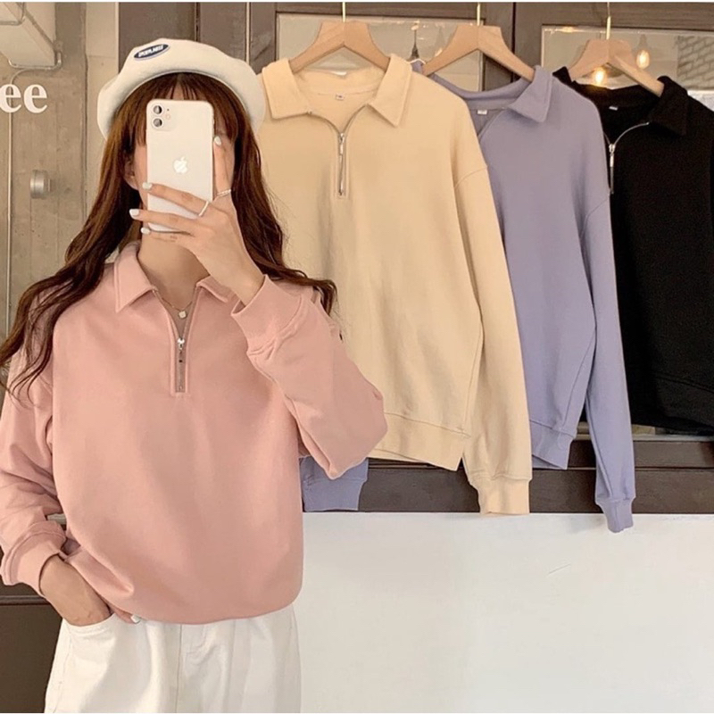 Jual LIVY COLLAR CROOPE SWEATER (B13) BISA COD BAJU SWEATER WANITA